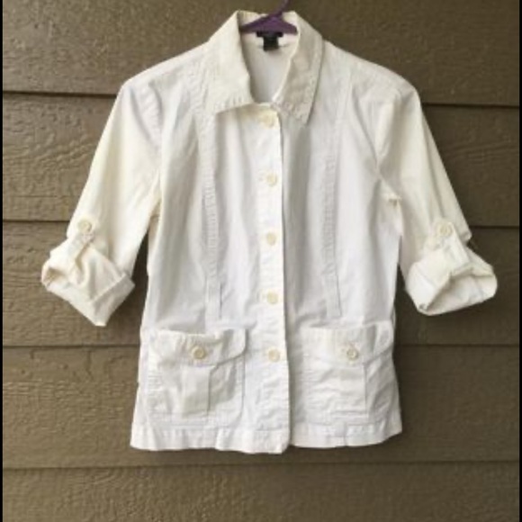 J. Crew stretch white spring women’s jacket, size 2 - Picture 2 of 5